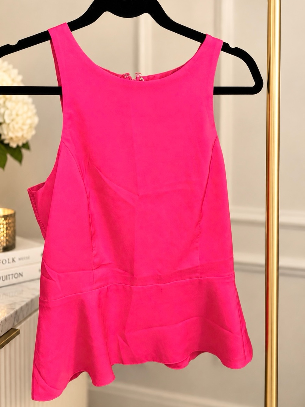 Express Hot Pink Seamed Peplum Tank Top Pink Small
